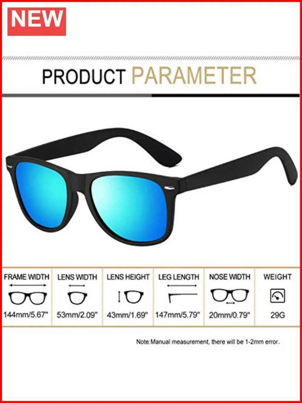 Polarized UV400 Square Sunglasses for Men Women